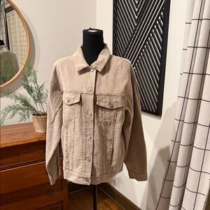 Oddi  Tan Corduroy Jean Jacket with silver studs medium